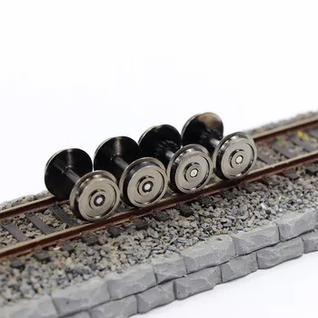 2 Pairs HO Scale 1:87 38'' Metal DC Wheels with adhesive Model Trains DC wheel with Gear HP0187