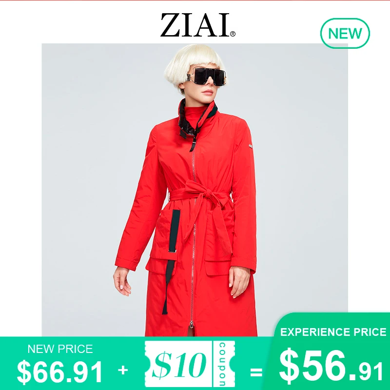 ZIAI-gabardina fina de algodón para mujer, Parka larga ajustada, rompevientos, prendas de vestir a la moda, ZM-8777