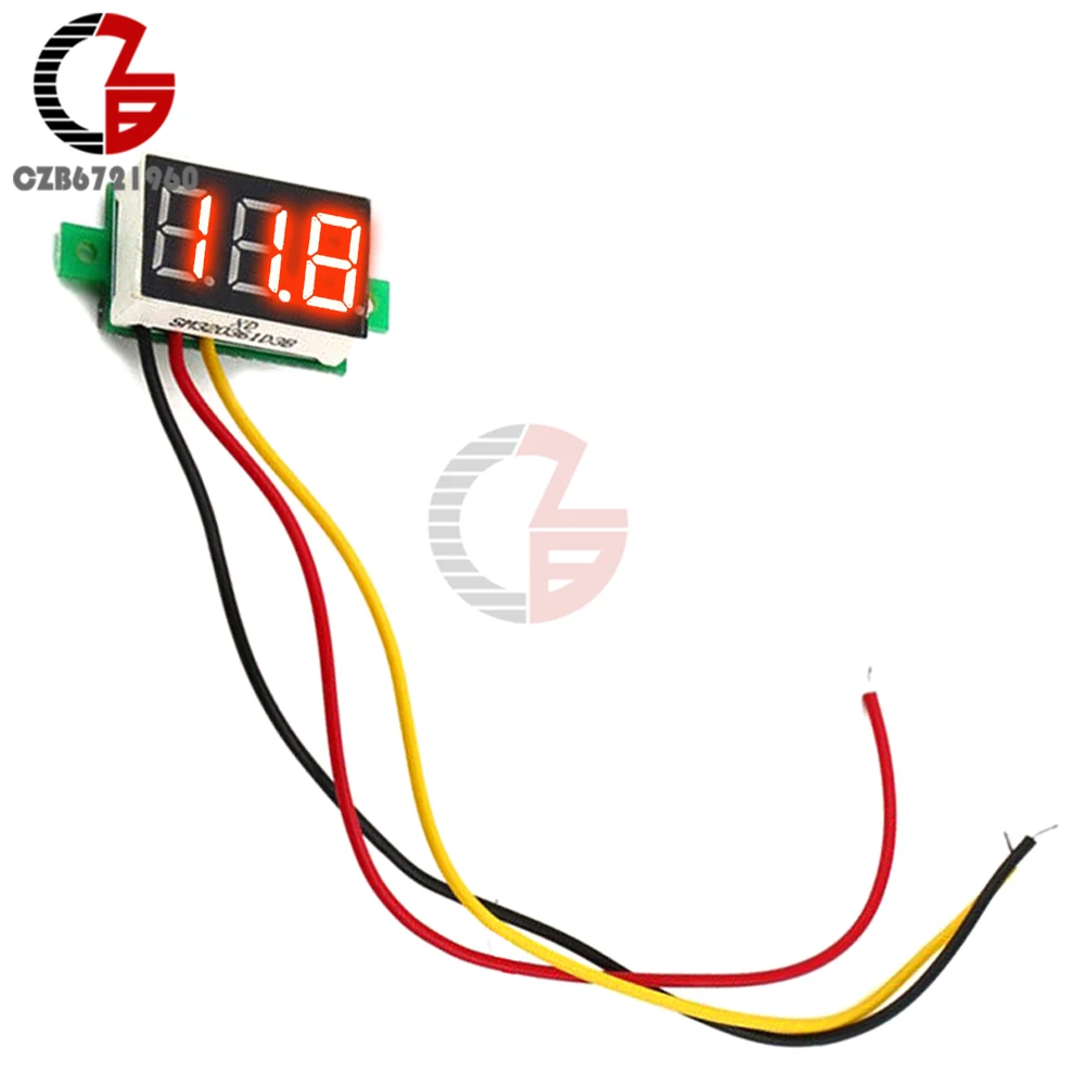 DC 0-100V Red DC 0 V-100 V 0,28 дюймов светодиодный цифровой вольтметр измеритель напряжения детектор напряжения монитор тестер панель автомобиля 12V 24V красный зеленый синий желтый - Цвет: DC 0-100V Red
