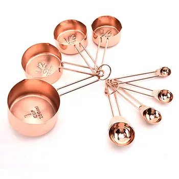 

8PCS Measuring Spoon Stainless Steel Baking Tea Coffee Kitchen Scale Measuring Cup Measuring Spoons Set