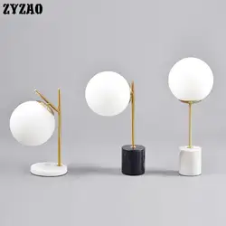 Постмодерн простой мрамор креативные настольные лампы Nordic стекло мяч гостиная домашний декор настольная лампа спальня ночники Tafellamp