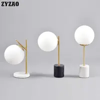 Postmodern Simple Marble Base Table Lamp Nordic Living Room Home Deco Glass Ball Desk Lamp Bedroom Bedside Lamp Simple Tafellamp 1