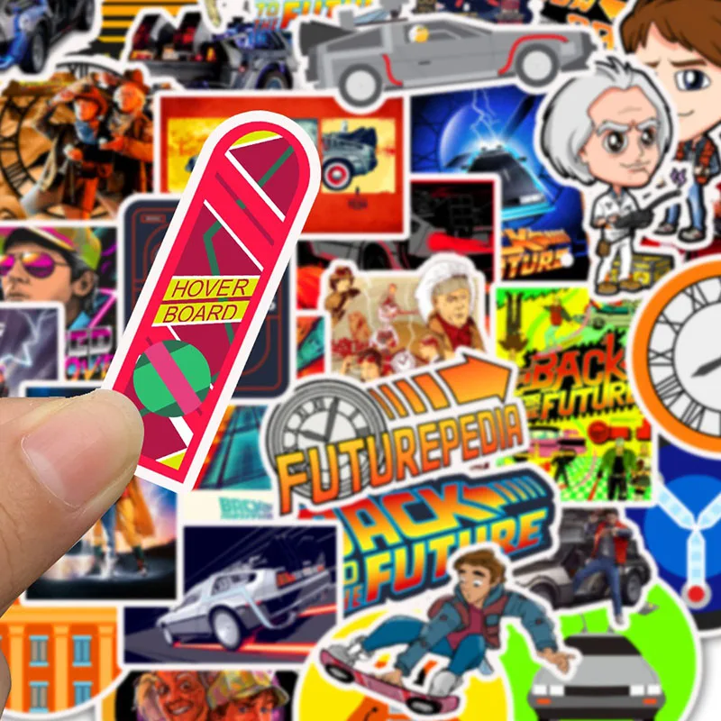 50Pcs Movie Back To The Future Stickers Pack for On The Laptop Fridge Phone Skateboard Travel Suitcase Sticker
