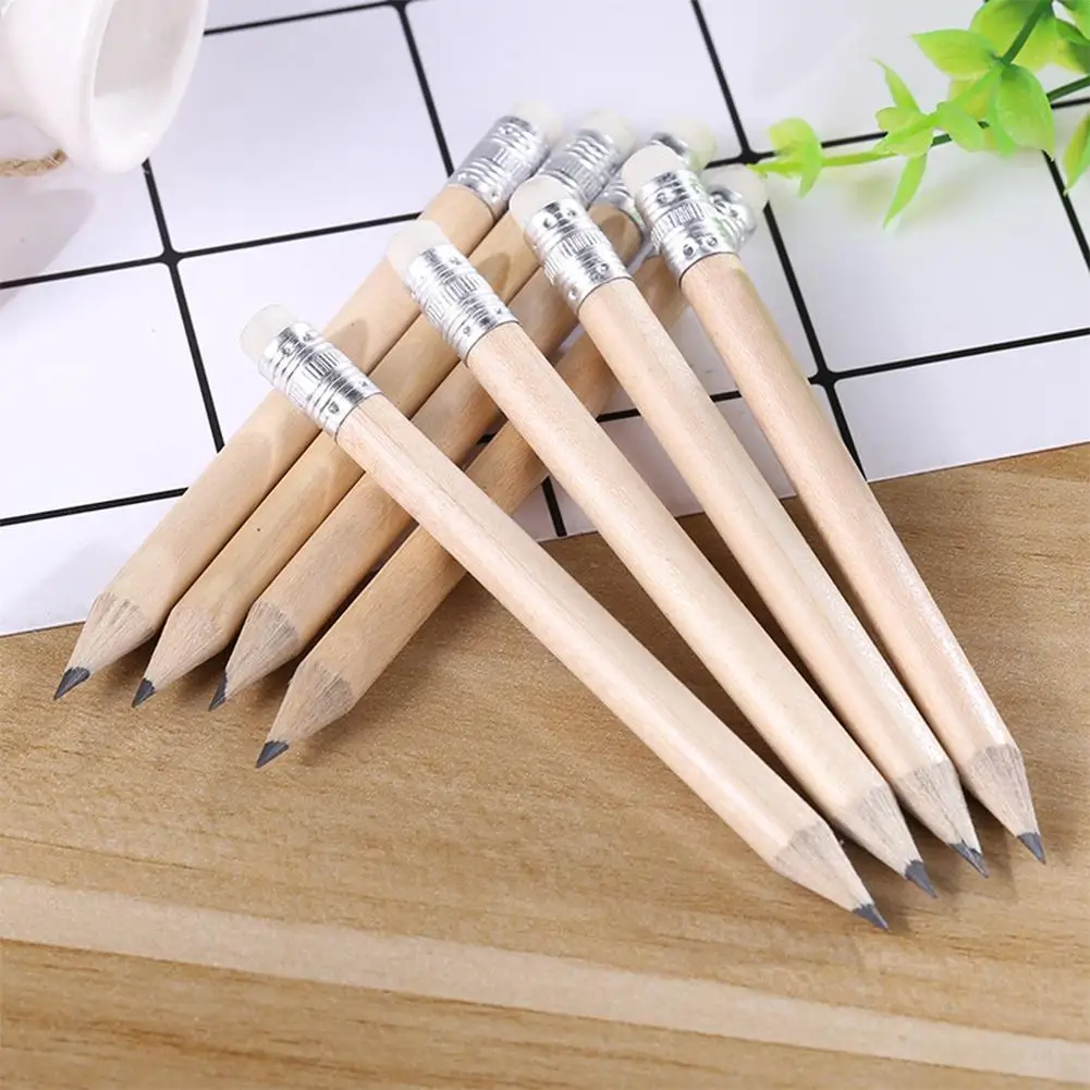 

10pcs/set Pencil Log With Rubber Hb Mini Size Simple Pencil Suitable Wood Gift Supplies For Children's Stationery School V9Q8