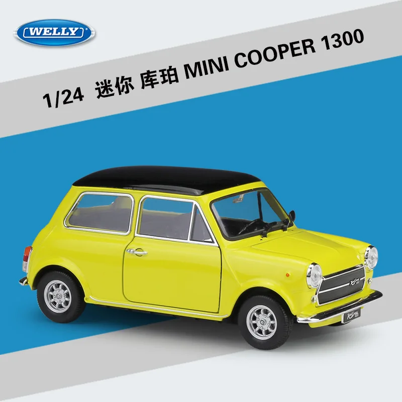 WELLY 1:24 MINI COOPER 1300 автомобиль спортивный автомобиль имитация сплава Модель автомобиля ремесла украшение Коллекция игрушек инструменты подарок - Color: Yellow