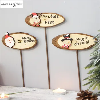 

Wood Christmas Tree Top Ornaments Christmas Home Table Topper Xmas Decoration Merry Christmas Santa Claus Welcome to insert Card