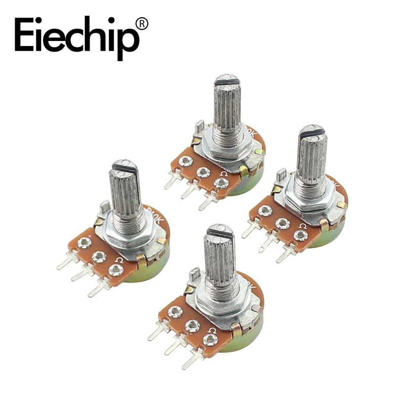 10pcs WH148 Potenziometro pellicola di Carbonio 20 millimetri Albero Amplificatore Dual Stereo potenziometro 3Pin 1K 2K 5K 10K 20K 50K 100K 500K 1M Ohm