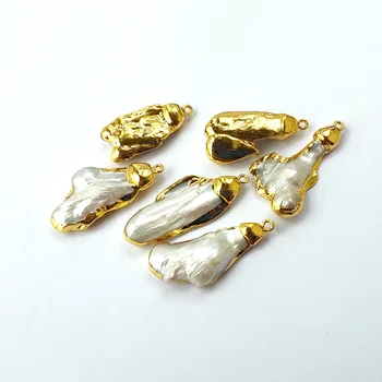 

6Pcs Gold Color Freedom Shape Natural Pearl charm loose Beads pendant,DIY Making Jewelry Findings BD376