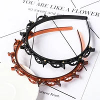 Double Layer Bands Clip Hairbands Fashion Plastic Braided Headband Punk New Knitting Womens Headwear Hair Accessories Pearl 5