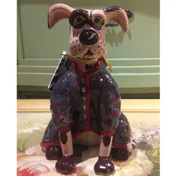 Милый щенок статуя бульдог носить свитер ручной Керамика с орнаментом бульдог Копилка Ручная роспись керамические украшения для дома