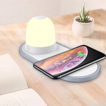 

Bedside Lamp with USB Port - LED Night Light with Qi Wireless Charger - Adjustable Bedroom Table Press Lamp - Energy Saving Nigh