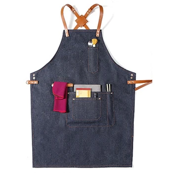 

Blue Hairdressing Cooking Apron for Kitchen Apron for Women Men Chef Waiter Cafe Shop Hairdresser Tools Apron