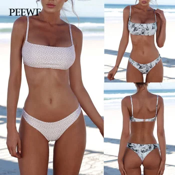 

2020 Summer Women Push Up Swimwear Bikini Bandeau Solid Printed Swimsuit women 2 pieces brazilian Beachwear Ju4