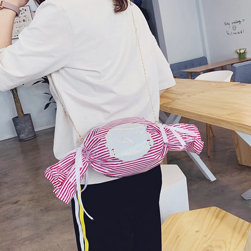 New Candy Shape Handbag Personalized Satchel Girls Sweet Chain Crossbody Bag Shoulder Bag Ladies Pvc Party Clutch Bag Purses