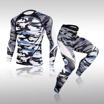 

Thermal Underwear Suit For Men 2 Piece Men 3D Printing Tracksuit Men MMA Clothing Rashgard Bodybuilding Gym Winter Clothing