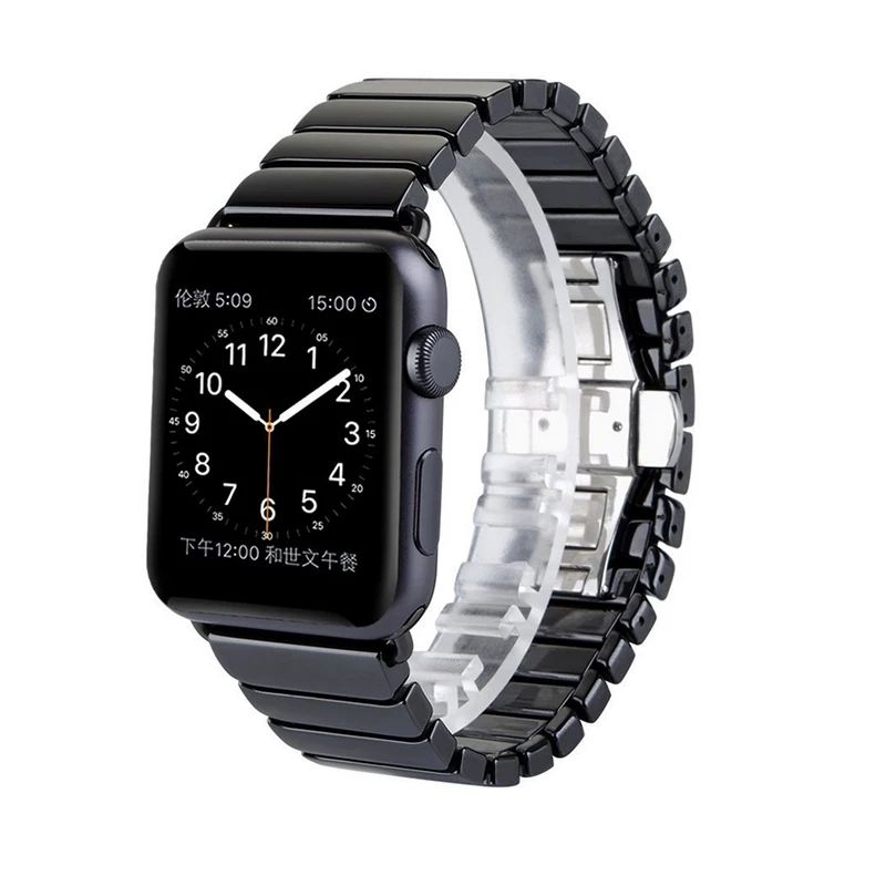 

For Fashion ceramic 42mm 38mm band Apple watch Series 3 / 2 link bracelet strap with adapter for iWatch bands Black White