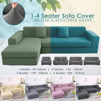 

1/2/3/4 Seater Thicken Solid Color Polyester Sofa Cover Living Room Universal Stretch Elastic Couch Cover Indoor Furniture Decor