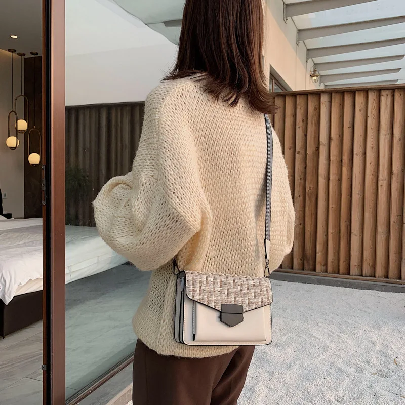 

Shoulder Bag Women's Bag 2019 Autumn And Winter Square Sling Bag Pu Retro Simple Western Style Broadband Shoulder Bag