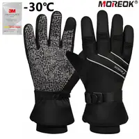 MOREOK Ski Gloves 3M Warm Full Finger Touch Screen Winter Cycling Gloves Reflect Bike Glove Windproof Motorcycle Glove Men Women 1