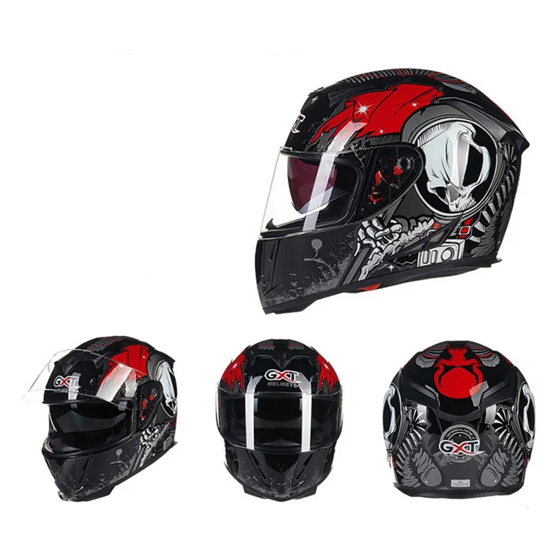 Настоящий мотоциклетный шлем GXT, зимний теплый двойной козырек, шлем Casco, мотоциклетный шлем, мотоциклетные шлемы