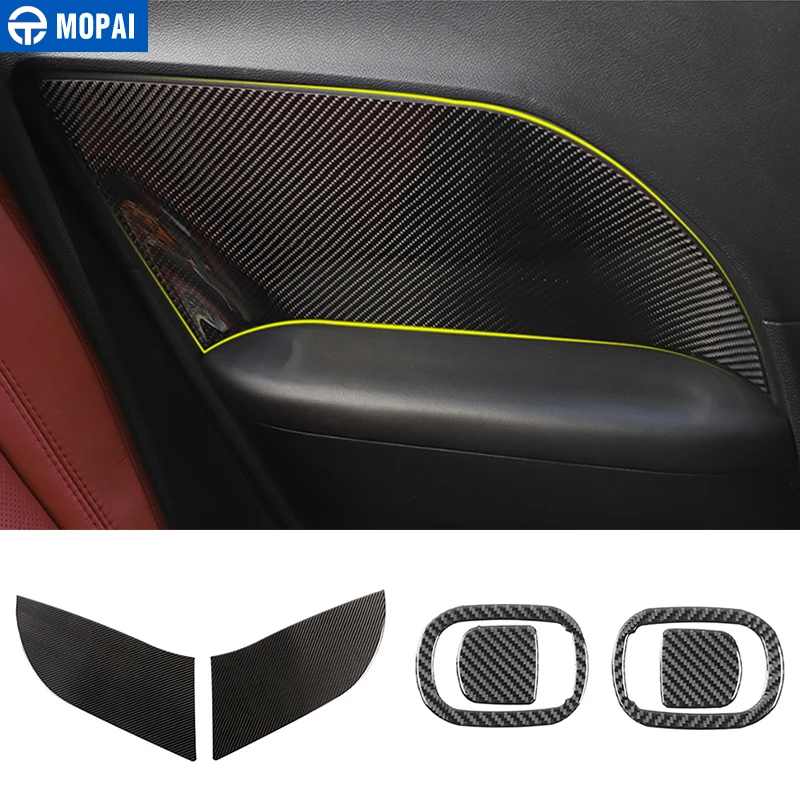 

MOPAI Carbon Fiber Seat Switch Stickers for Car Rear Row Seats Side Decoration Cover Accessories for Dodge Challenger 2015+