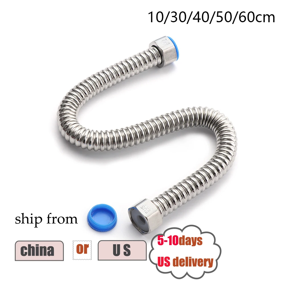 MANGUERA DE AGUA de suministro corrugado de acero inoxidable, 5 tamaños G1/2 , conector del calentador, tubo de manguera de fontanería, tubo corrugado extensible