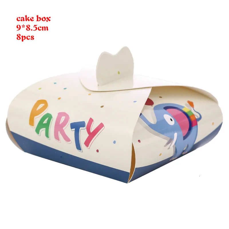 cake box Новая Вечеринка зоопарк украшения Дети одноразовые посуда бумажный стаканчик, тарелка Соломинки торт Топпер 1 день рождения ребенка душ вечерние принадлежности - Цвет: cake box