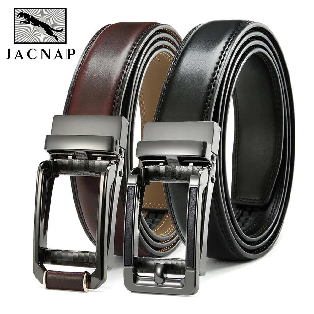 JACNAIP Ratchet Leather Mens belt Cowhide Jeans Multicolor Automatic adjustable Belts Metal Buckle Belts for Men ремень мужской leather belts pu leather belts