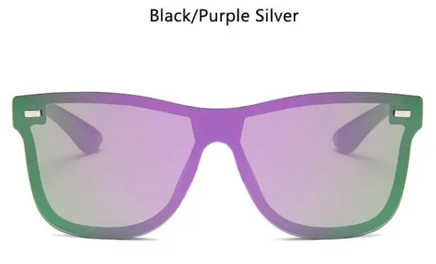 black purple silver Винтажные мужские солнцезащитные очки, сиамские Квадратные Солнцезащитные очки без оправы, модные солнцезащитные очки, Брендовые женские роскошные зеркальные линзы, очки UV400 - Цвет линз: black purple silver