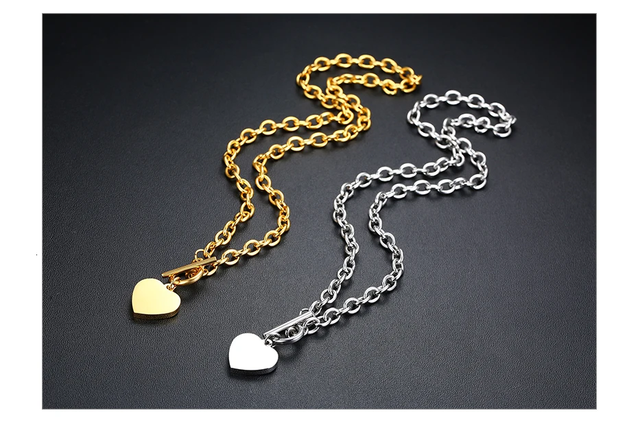 Vnox для женщин персонализировать любовь имя ожерелья для мужчин нержавеющая сталь звено цепи с сердцем монета Шарм на заказ унисекс подарки