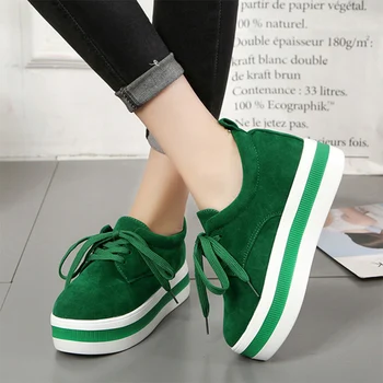

2020 Woman Solid Vulcanized Female Lace Up Platform Fashion Shoes Ladies Casual Flats Women Comfortable Footwear Women's Flock