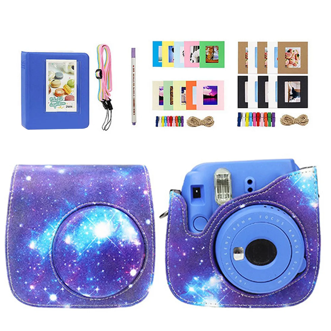 Набор аксессуаров для Fujifilm Instax Mini 8/8+/8 s/9 w/чехол для камеры/ремешок/Зеркало для селфи/фильтр/альбом/угловая наклейка/Наклейка/ручка и т. Д