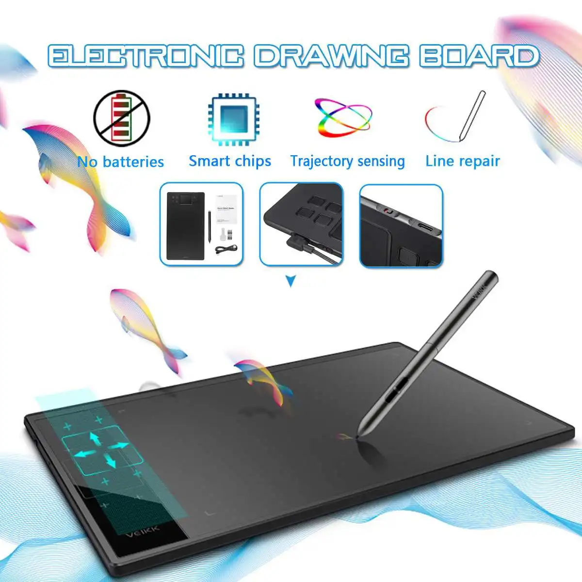 

LEORY 10inches Active Area Graphics Drawing Tablet with 8192 Levels Battery-Free Pen Computer Peripherals