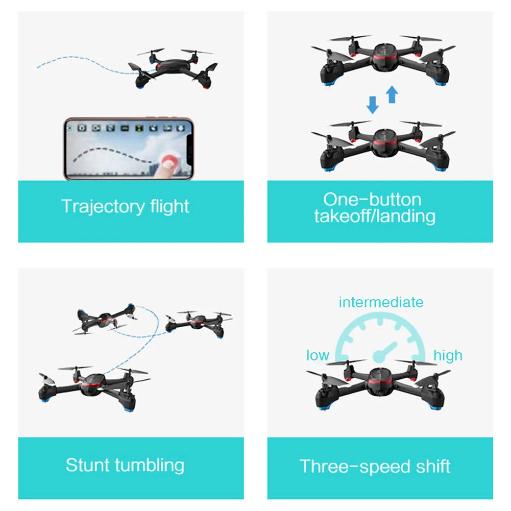 

2.4GHz 4K Gesture Control Drone RC Quadcopter Positioning Selfie Led Aerial Altitude Hold Wide Angle Headless Mode HD Camera