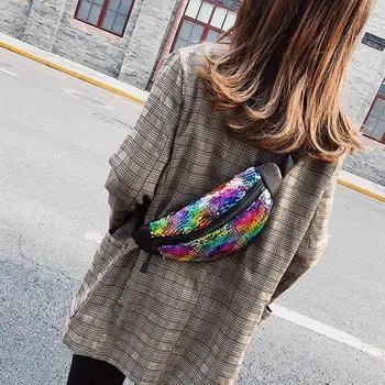 

2020 SANWOOD Fashion Women Reversible Sequins Crossbody Shoulder Chest Waist Bag Fanny Pack
