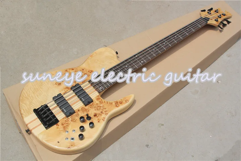 Suneye Natural Wood Grain Finish Electric Bass Guitar 5 String Foderal Style Neck Through 5 String Bass Guitar Custom DIY Guitar Suneye Natural Wood Grain Finish Electric Bass Guitar 5 String Foderal Style Neck Through 5 String Bass Guitar Custom DIY Guitar