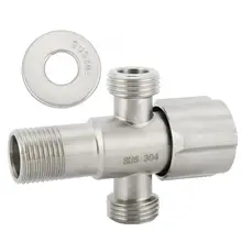 Electric Valve Stainless Steel 1 Inlet 2 Outlet Angle Valve Toilet Shower Faucet Connector G1/2" Electric Magnetic