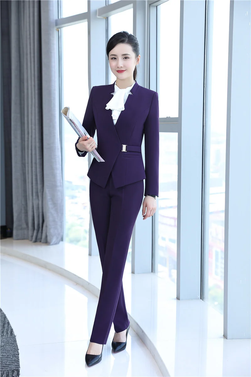 Novità Viola Stili Uniformi Giacche Con Giubbotti E Pantaloni Tailleur  Pantalone Pantaloni Femminili Set di Affari Abiti Vestito di Pantaloni Più  Il Formato|pant suits|pant suit setplus size pant suit - AliExpress