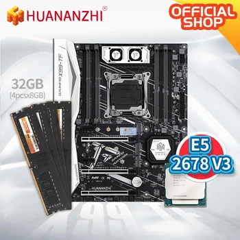 شراءHUANANZHI X99 TF X99 اللوحة الأم مع إنتل سيون E5 2678 V3 مع 4*8G DDR4 غير ECC الذاكرة كومبو NVME SATA 3.0 USB 3.0 عدة