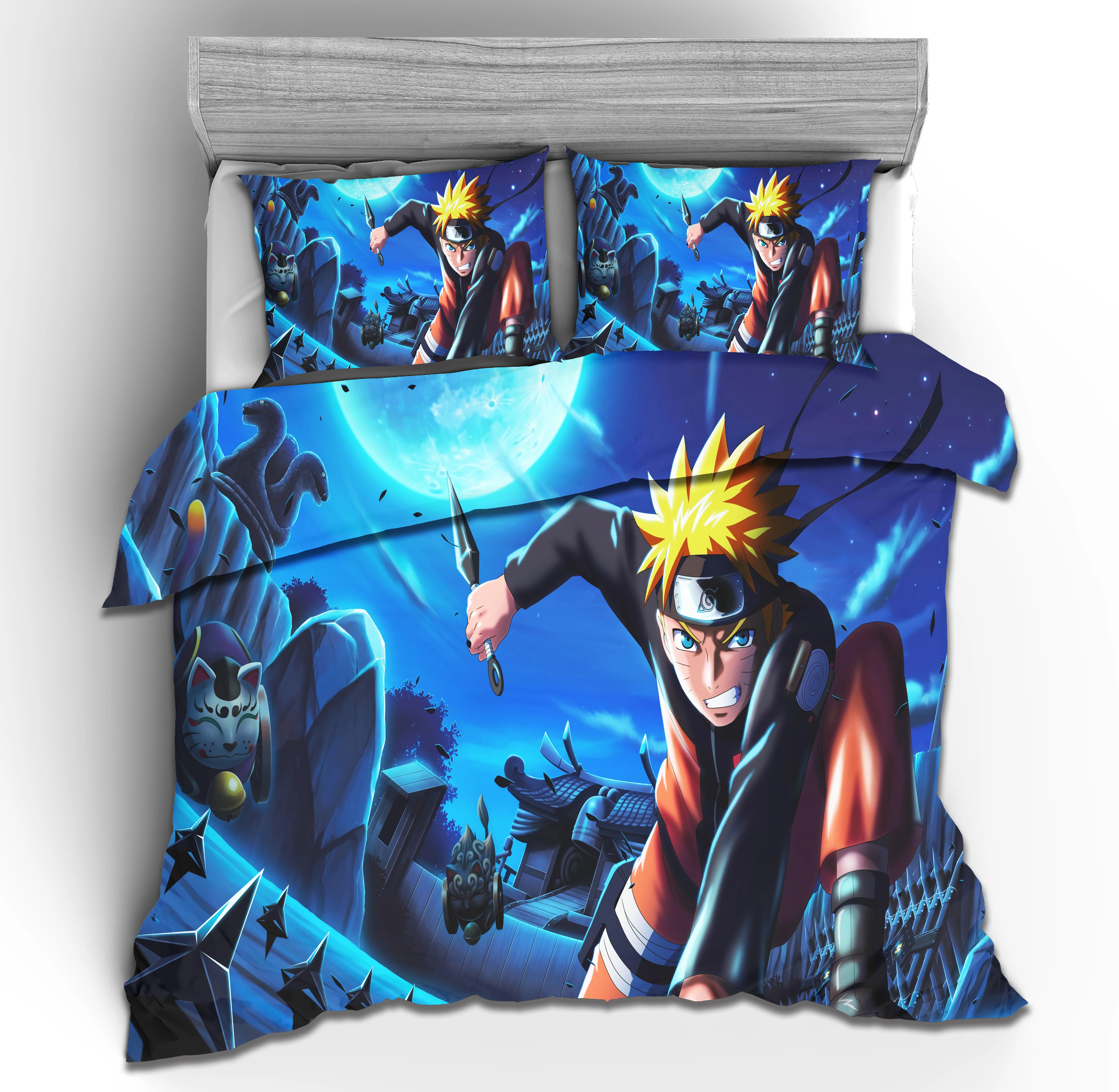 

3D Printed Bedding Set Anime Naruto Bedclothes Black Bed Sheet Set Designer Bedroom Comforter Set Queen Size Bed Sheets Set