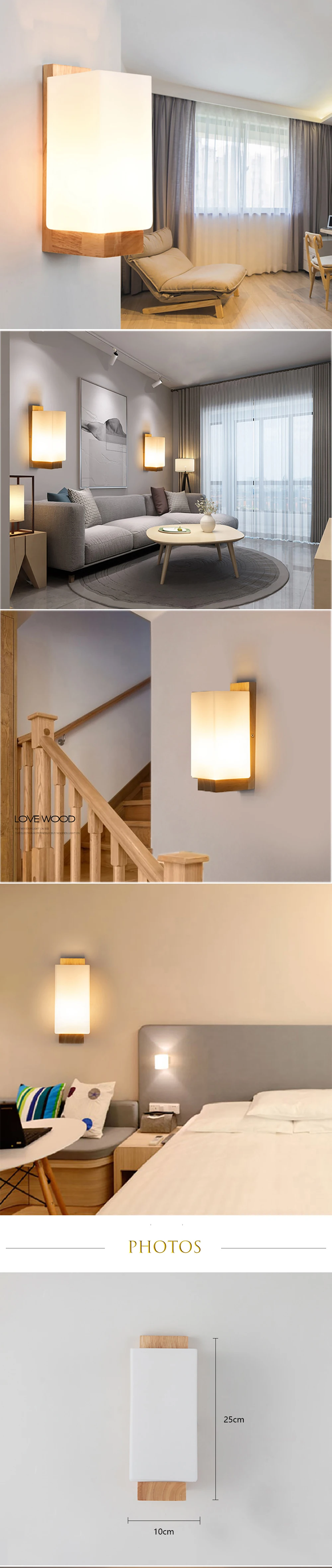Современный деревянный светодиодный настенный светильник, скандинавский светильник Wandlamp Deco glass Aplique Pared, настенные светильники для дома, в помещении, ретро светильник, фреска