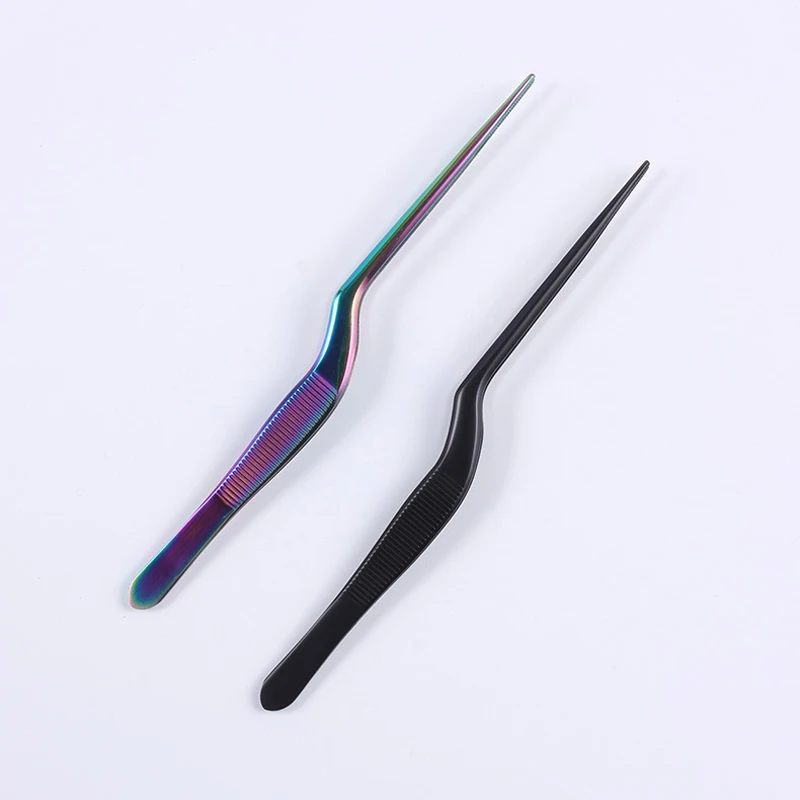 Long Holding Shaped Rainbow Tweezers Ear Tweezers Bending Pick Otolaryngology Special Forceps Ear Makeup Tools Free Shipping