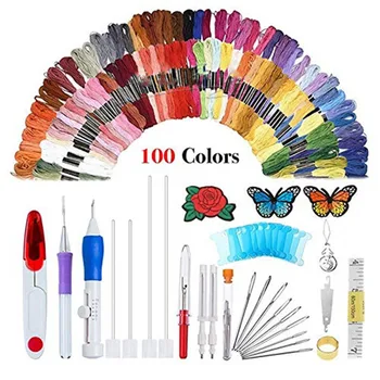 

187 pcs / Embroidery Needle Cover Box Punching Needle Set Craft Tool Embroidery Pen Set Sewing Thread DIY Threader