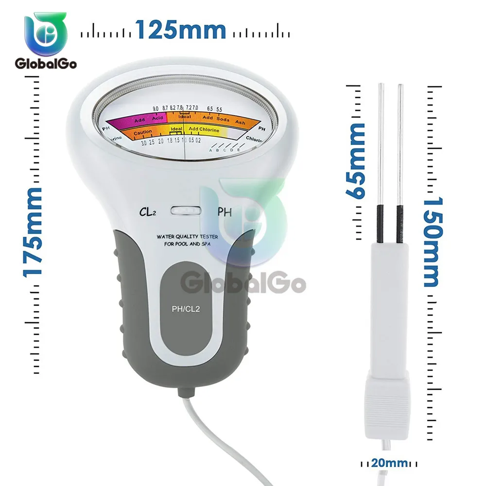 Digital PH Meter CL2 Chlorine Water Quality Tester Analyzer Home Swimming Pool Spa Aquarium PH Test Sensor Monitor Detector