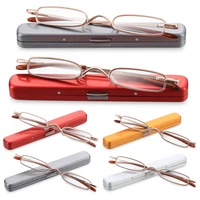 Unisex Mini Portable Metal Frame Reading Glasses With Metal Case Hot Slim Eyeglasses Vision Care Reader Spectacles +1.0 to 4.0 1
