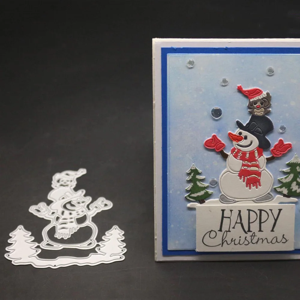 Christmas Snowman Metal Cutting Dies Tree Frame Decoration Troqueladora Stencil Scrapbooking Stamps And Dies New Craft