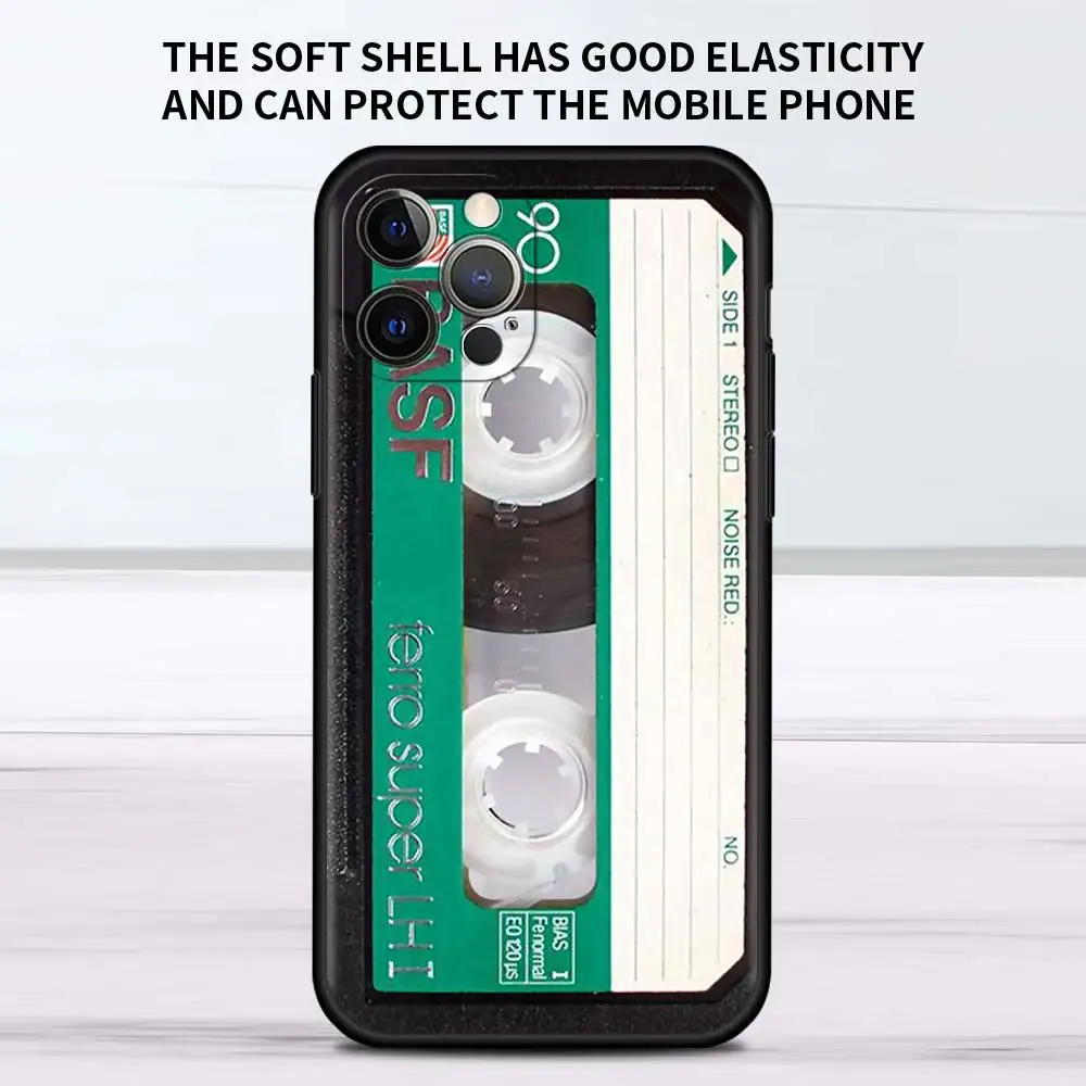 Vintage Cassette Tape Retro Style Black Soft Phone Case