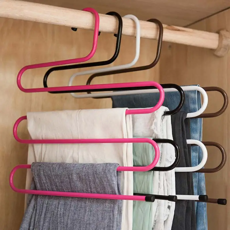 

1pc 5-layer S-shaped magic iron clothes rack multifunctional clothes rack, suitable for clothes/towel/scarves/tie storage racks
