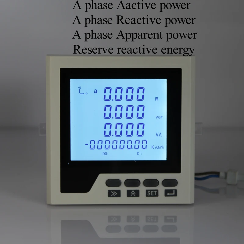 LCD, medidor de painel, protocolo Modbus-RTU, A V, W, kWh, Hz, ETH, RS485