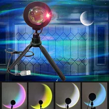 Moon Aura Lamp Led Projection Lamp Rainbow Light Atmosphere For Home Bedroom Coffe Shop Background Tiktok Wall Decoration USB